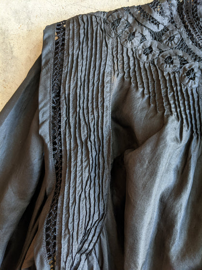 1900s Black Silk Shirt-Waist