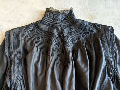 1900s Black Silk Shirt-Waist