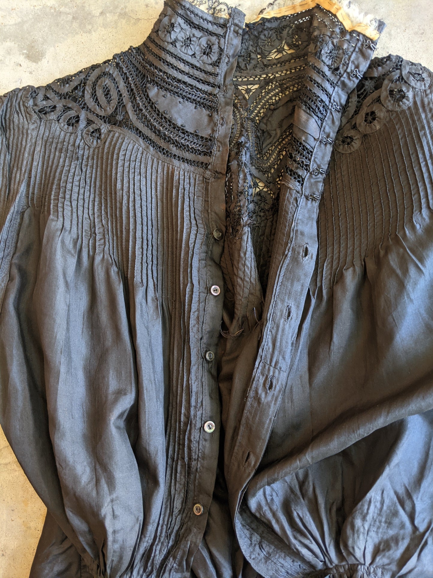 1900s Black Silk Shirt-Waist