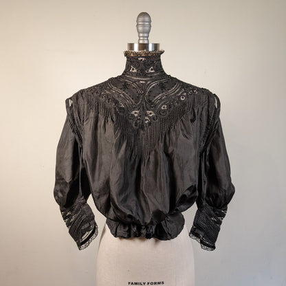 1900s Black Silk Shirt-Waist