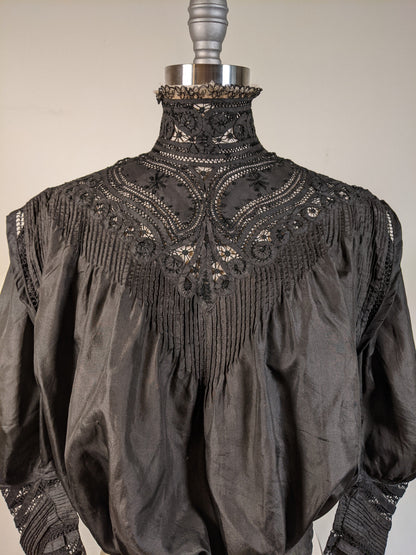 1900s Black Silk Shirt-Waist