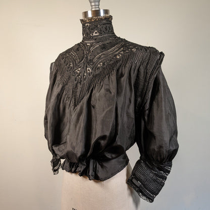 1900s Black Silk Shirt-Waist