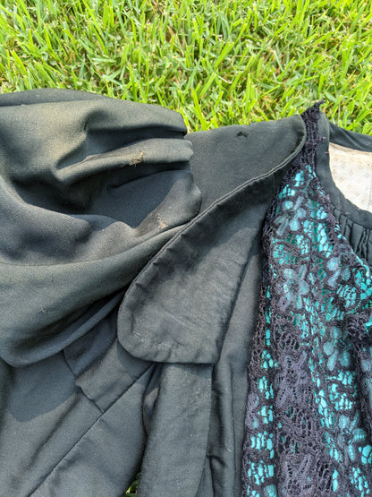 1890s Green + Black Gigot Sleeve Bodice