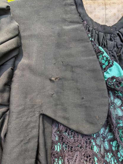 1890s Green + Black Gigot Sleeve Bodice