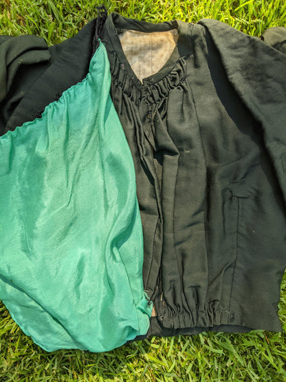 1890s Green + Black Gigot Sleeve Bodice