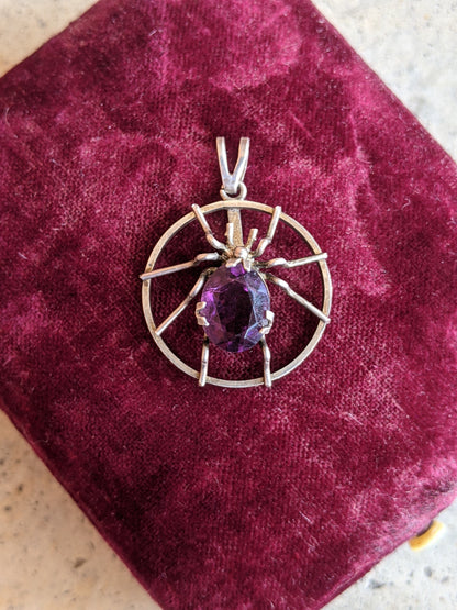 1900s-1910s Sterling Silver Spider Pendant
