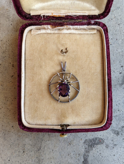 1900s-1910s Sterling Silver Spider Pendant