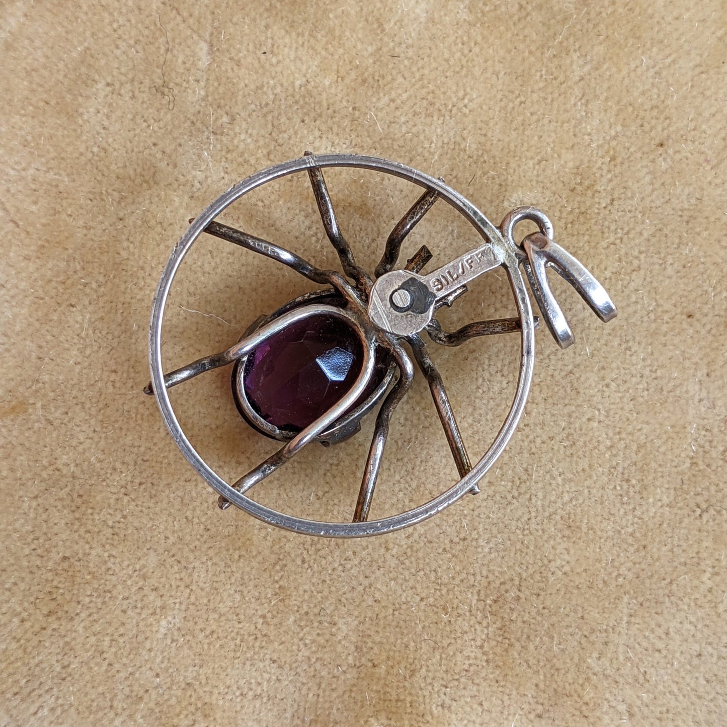 1900s-1910s Sterling Silver Spider Pendant