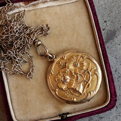 c. 1900s-1910s Locket + Long Guard Chain