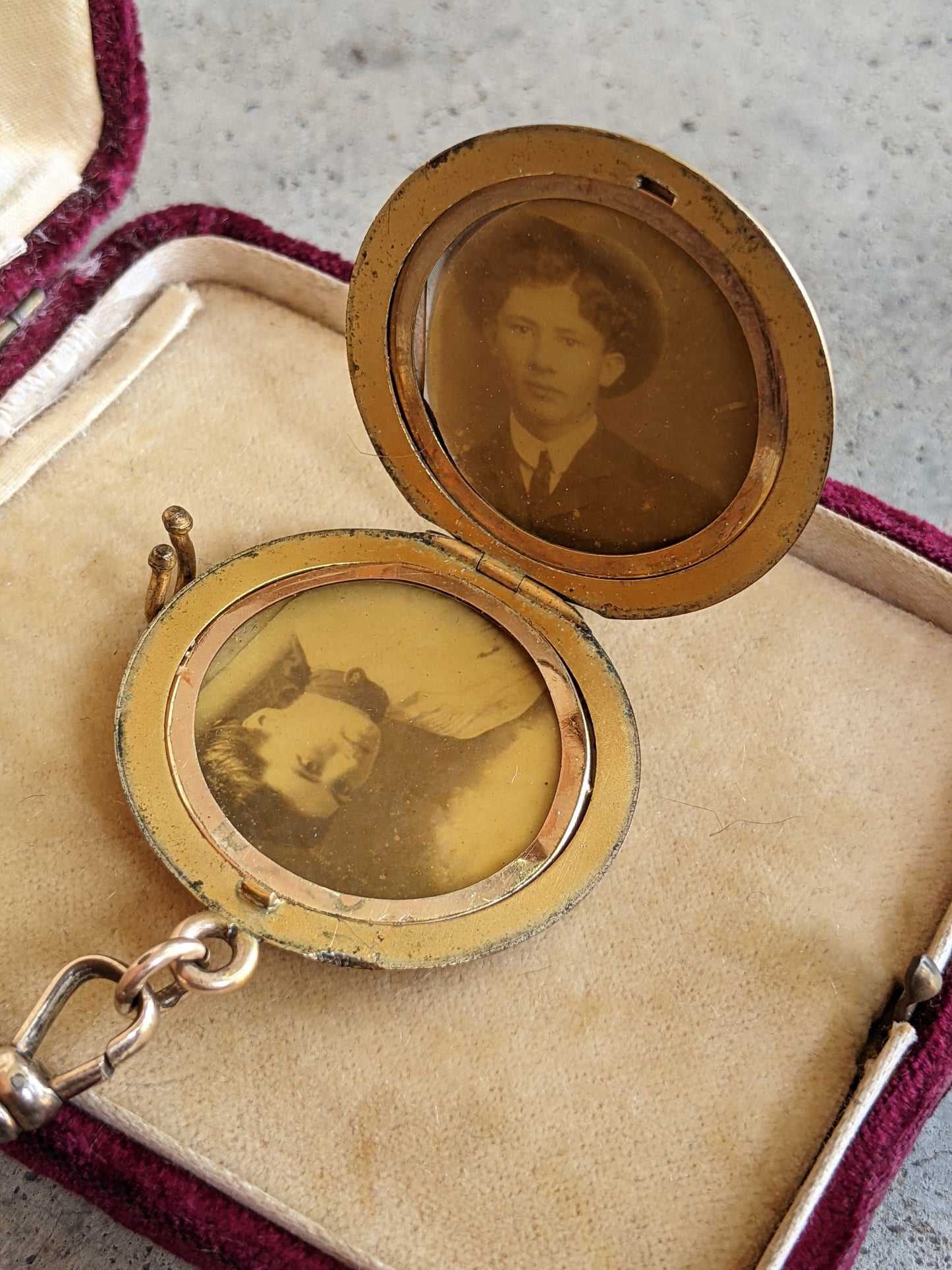 c. 1900s-1910s Locket + Long Guard Chain