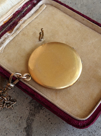 c. 1900s-1910s Locket + Long Guard Chain