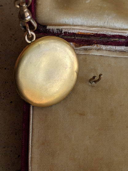 c. 1900s-1910s Locket + Long Guard Chain