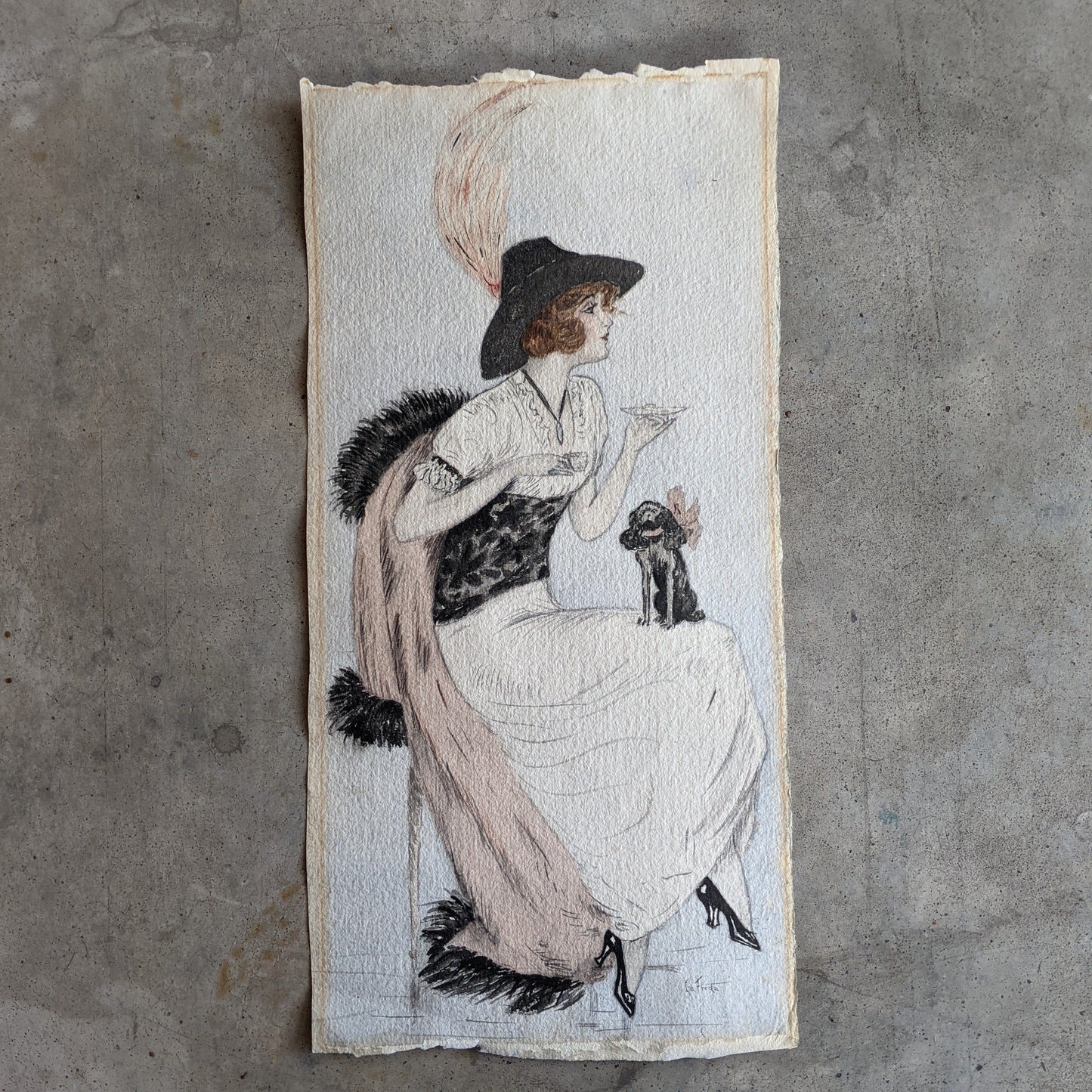 c. 1910s Original Artwork | Pencil + Watercolor