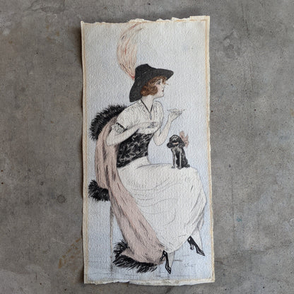 c. 1910s Original Artwork | Pencil + Watercolor