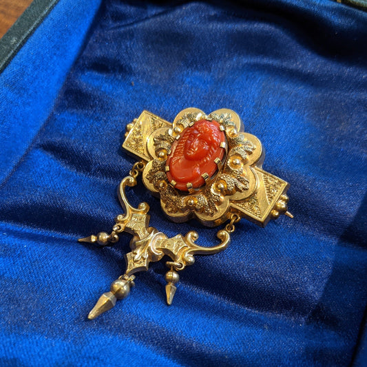c. 1880s-1890s Celluloid Cameo Brooch