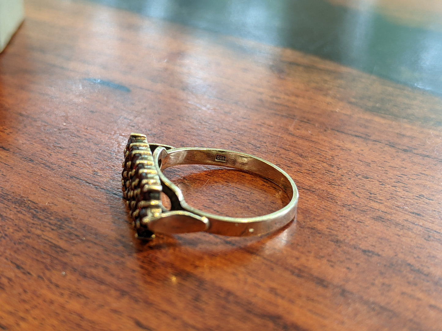 c. 1940s Bohemian Garnet Ring in Box