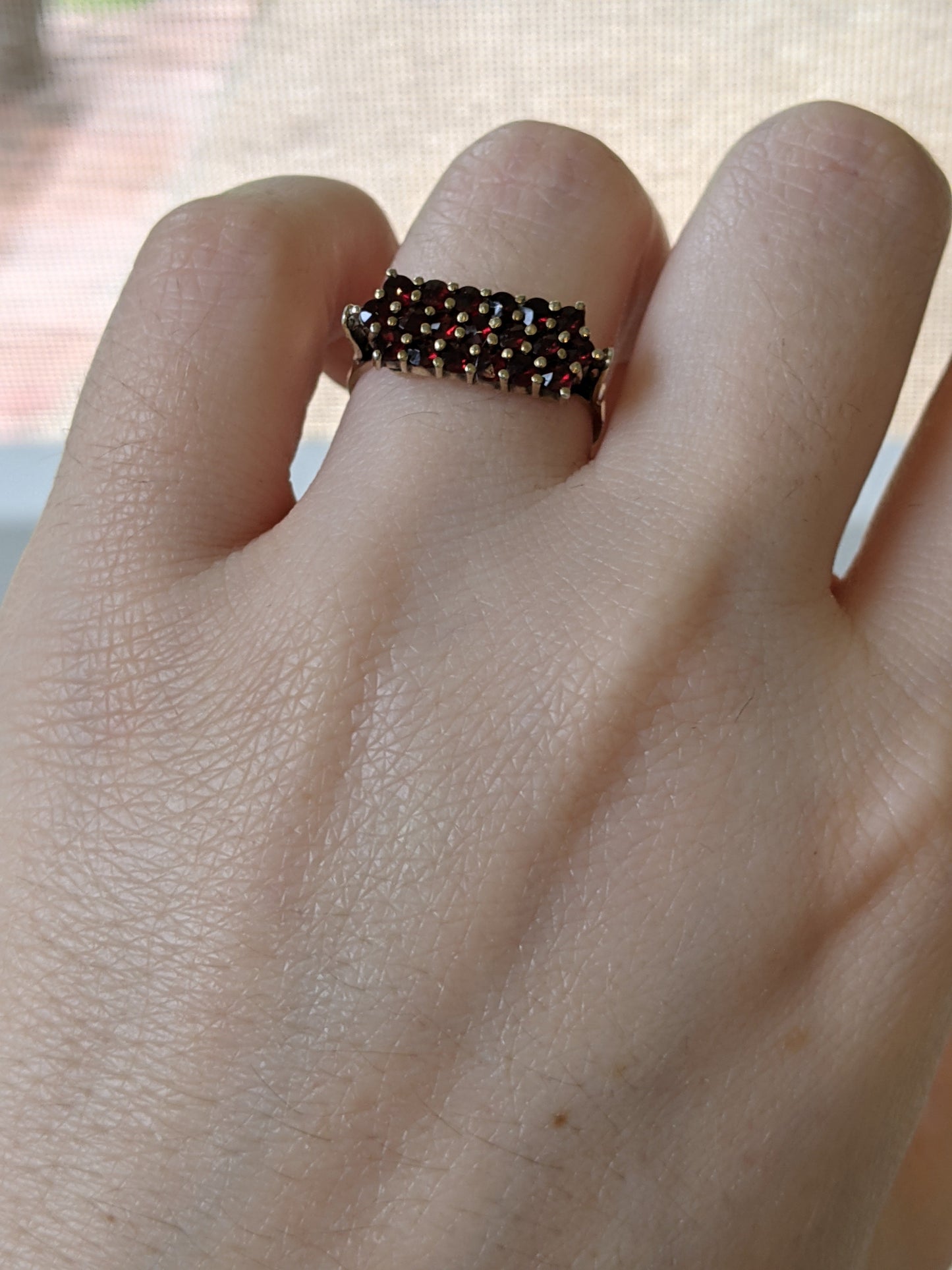 c. 1940s Bohemian Garnet Ring in Box