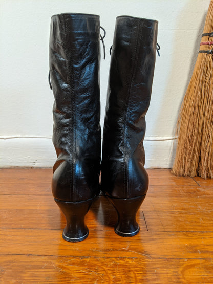 1910s-1920s Black Lace Up Boots | Approx Sz 7.5-8