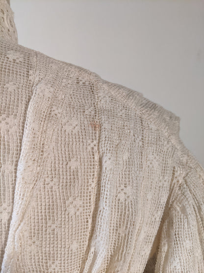 1900s Cream Lace Shirt-Waist | Crescent Moon Collar