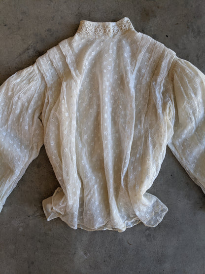 1900s Cream Lace Shirt-Waist | Crescent Moon Collar