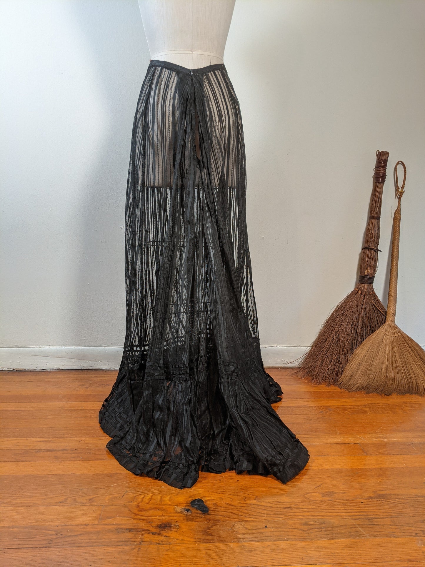 1900s Sheer Black Lace Skirt