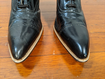 1920s Black Lace Up Boots | Approx Sz 6-6.5