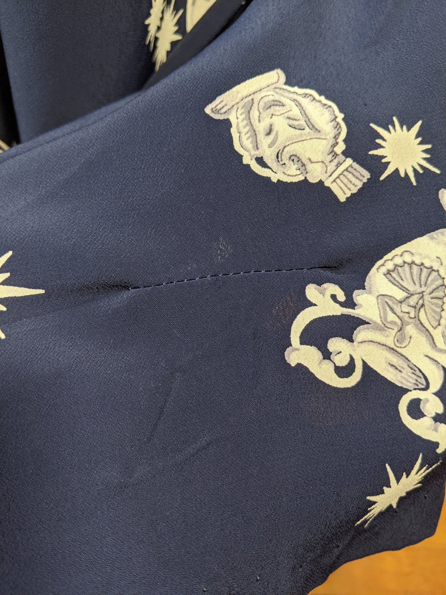 1940s Novelty Print Rayon Dress