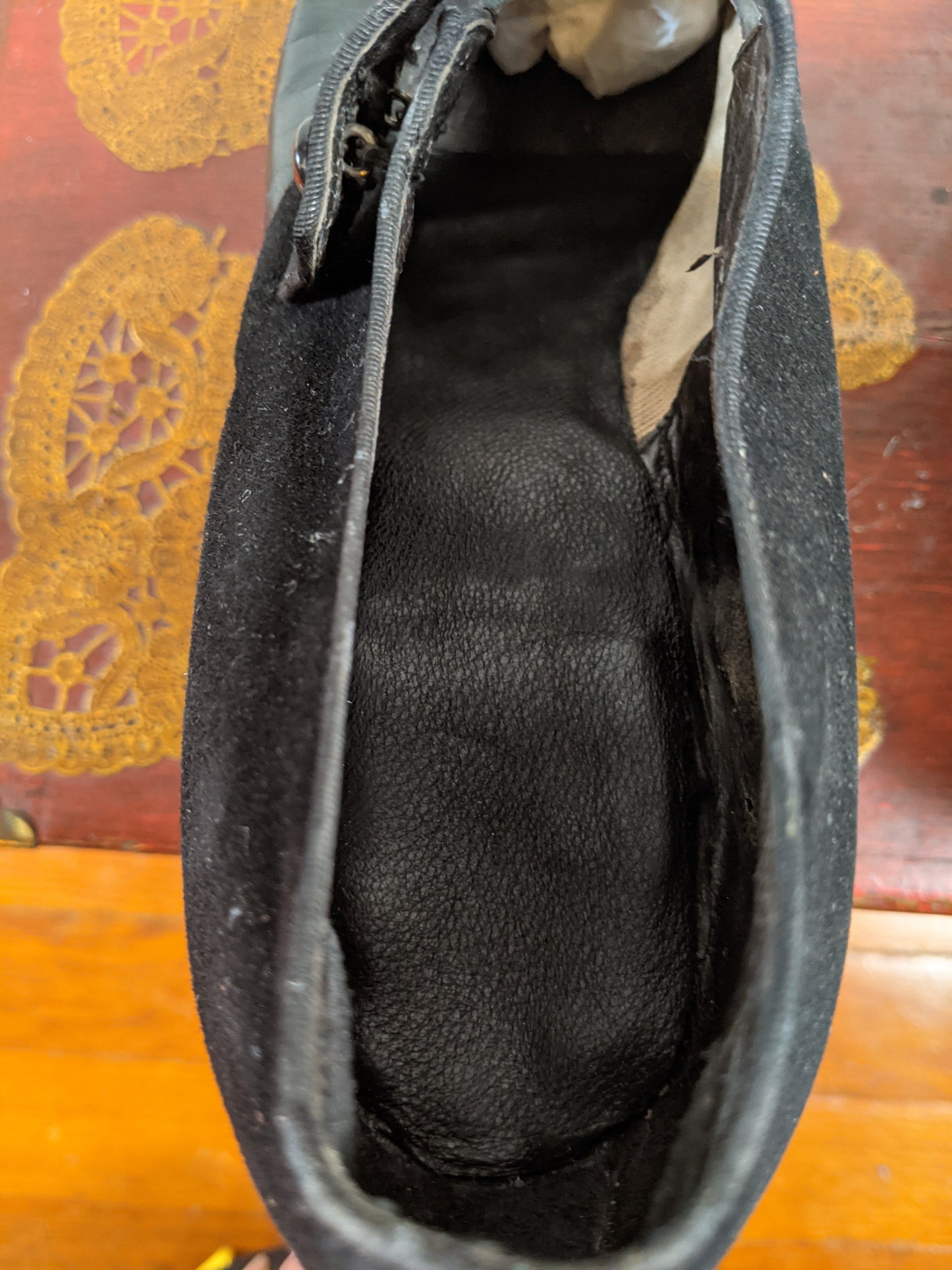c. 1910s-1920s Black Suede Heels | Approx Sz 8