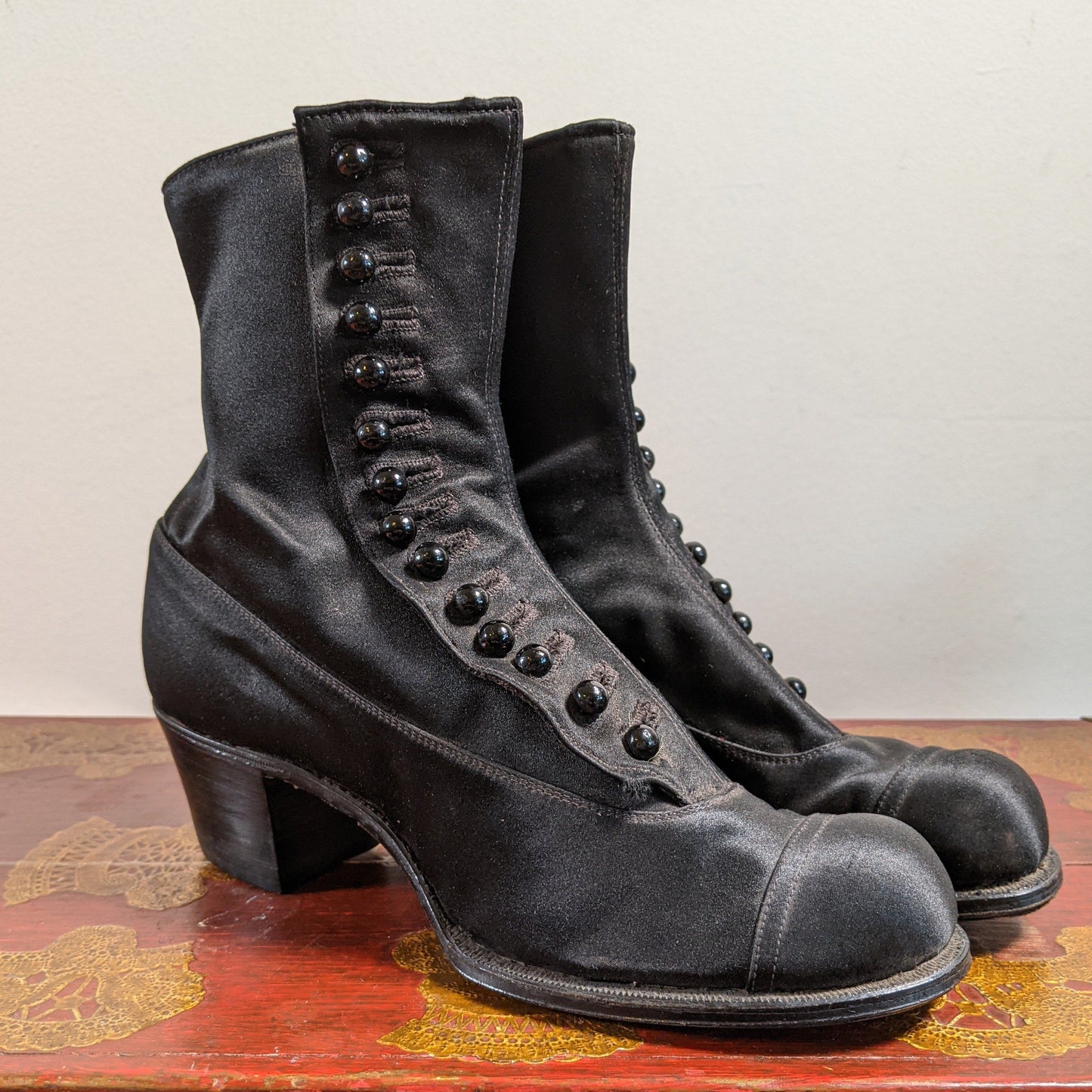 Early 1910s Side Button Silk Boots | Approx Sz 5