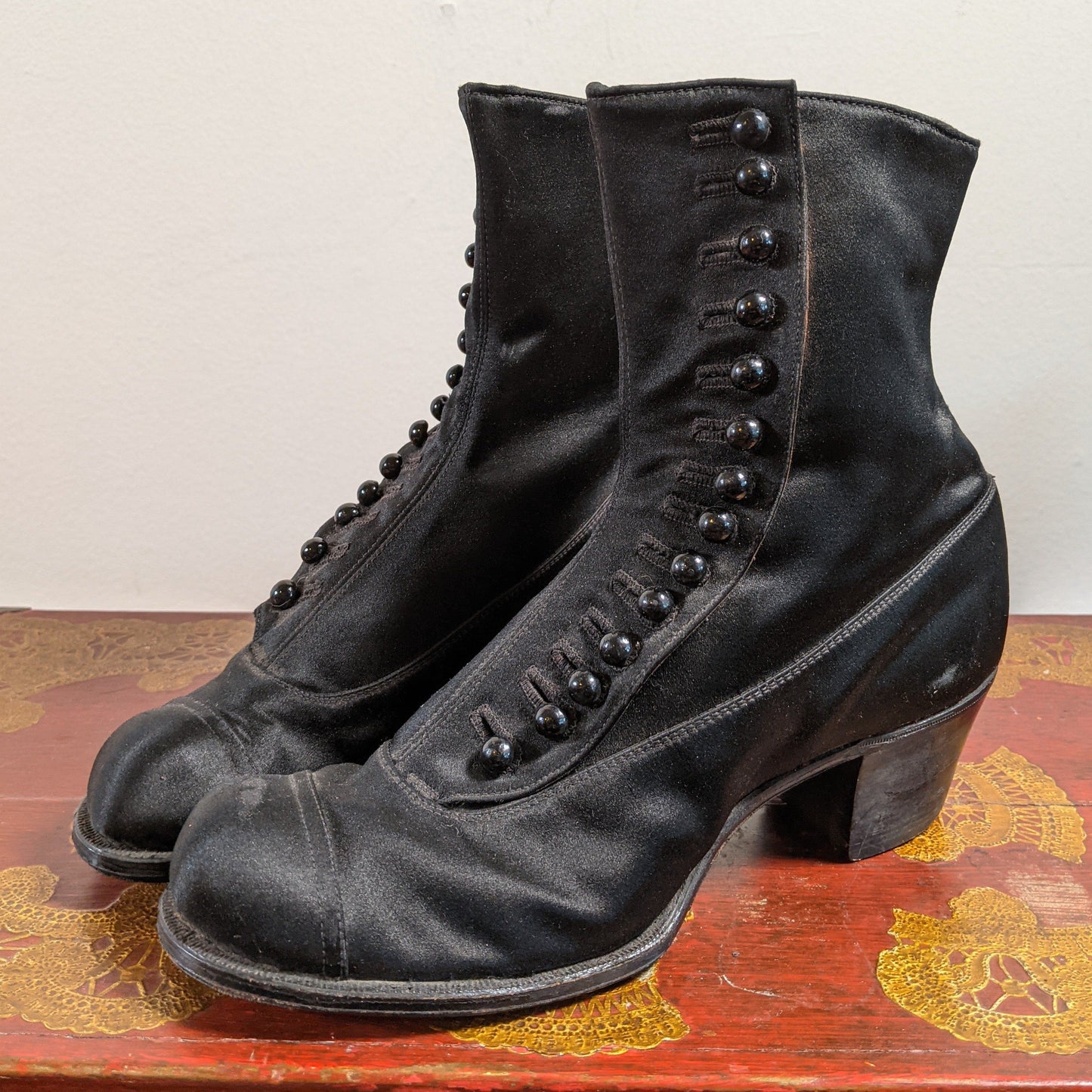 Early 1910s Side Button Silk Boots | Approx Sz 5