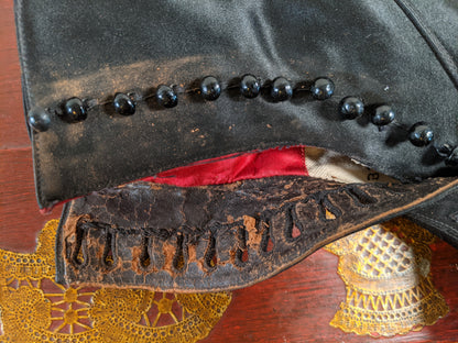 Early 1910s Side Button Silk Boots | Approx Sz 5