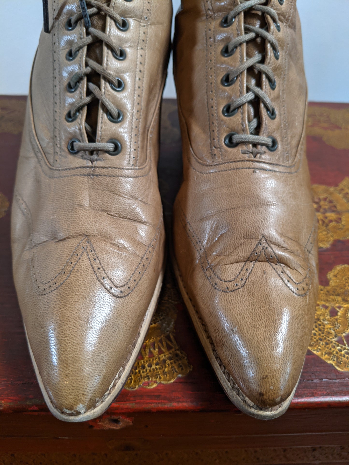 c. 1910s Light Brown Boots | Approx Size 5