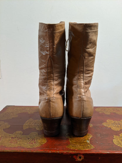 c. 1910s Light Brown Boots | Approx Size 5