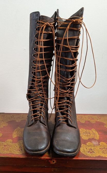 c. 1930s-1940s Tall Lace Up Logger Boots | Approx Sz 7