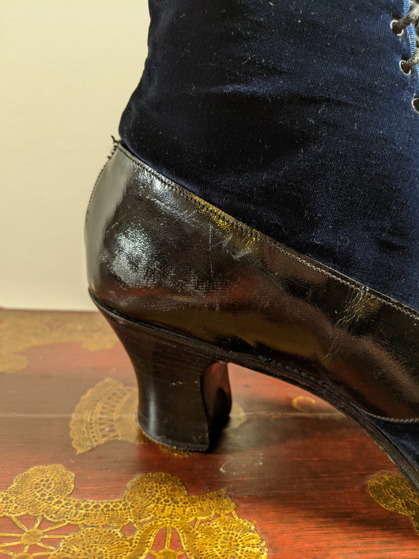 1910s-1920s Blue Velveteen Boots | Approx Sz 7.5-8