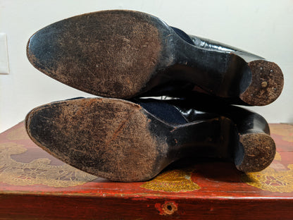1910s-1920s Blue Velveteen Boots | Approx Sz 7.5-8