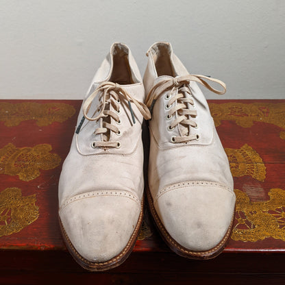 c. 1920s White Nubuck Oxfords | Approx Sz 7