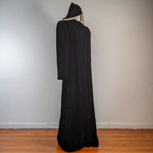 c. 1930s-1940s Hooded Velvet Cloak