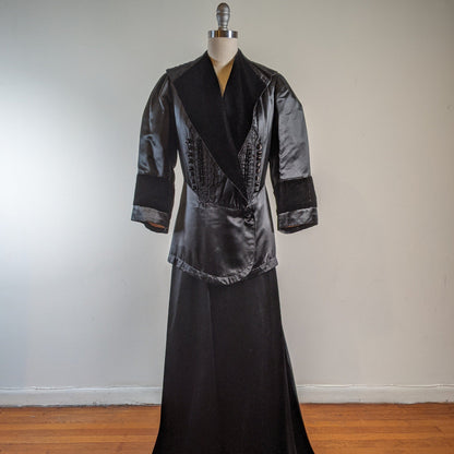 c. 1910s Black Silk Suit | Jacket + Skirt