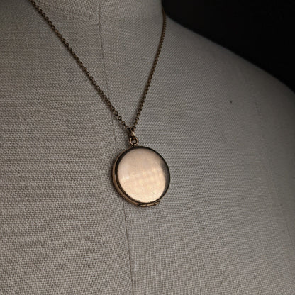 c. 1910s Moon + Star Locket and Rolo Chain