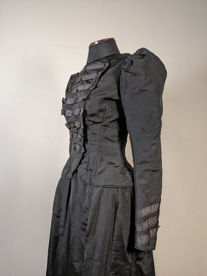 1890s Black Dress | Bodice + Skirt
