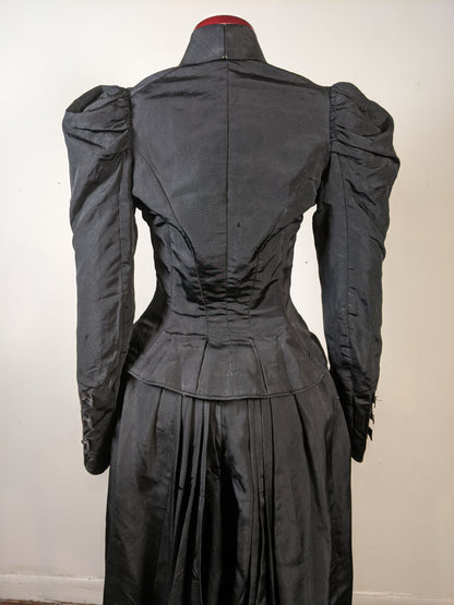 1890s Black Dress | Bodice + Skirt
