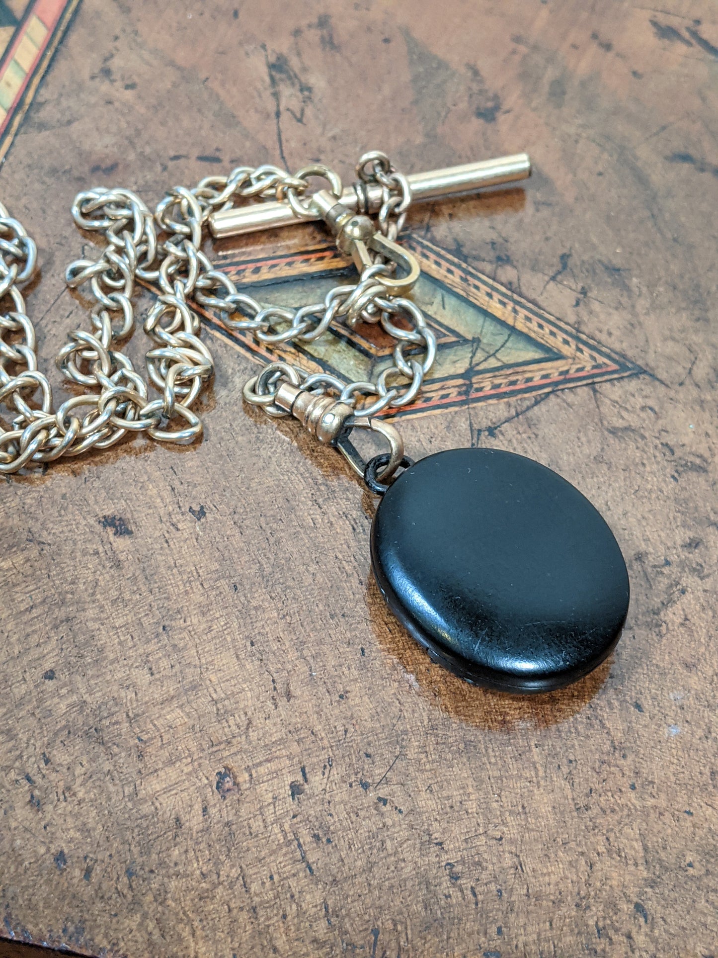 c. 1860s-80s Whitby Jet Locket on Chain
