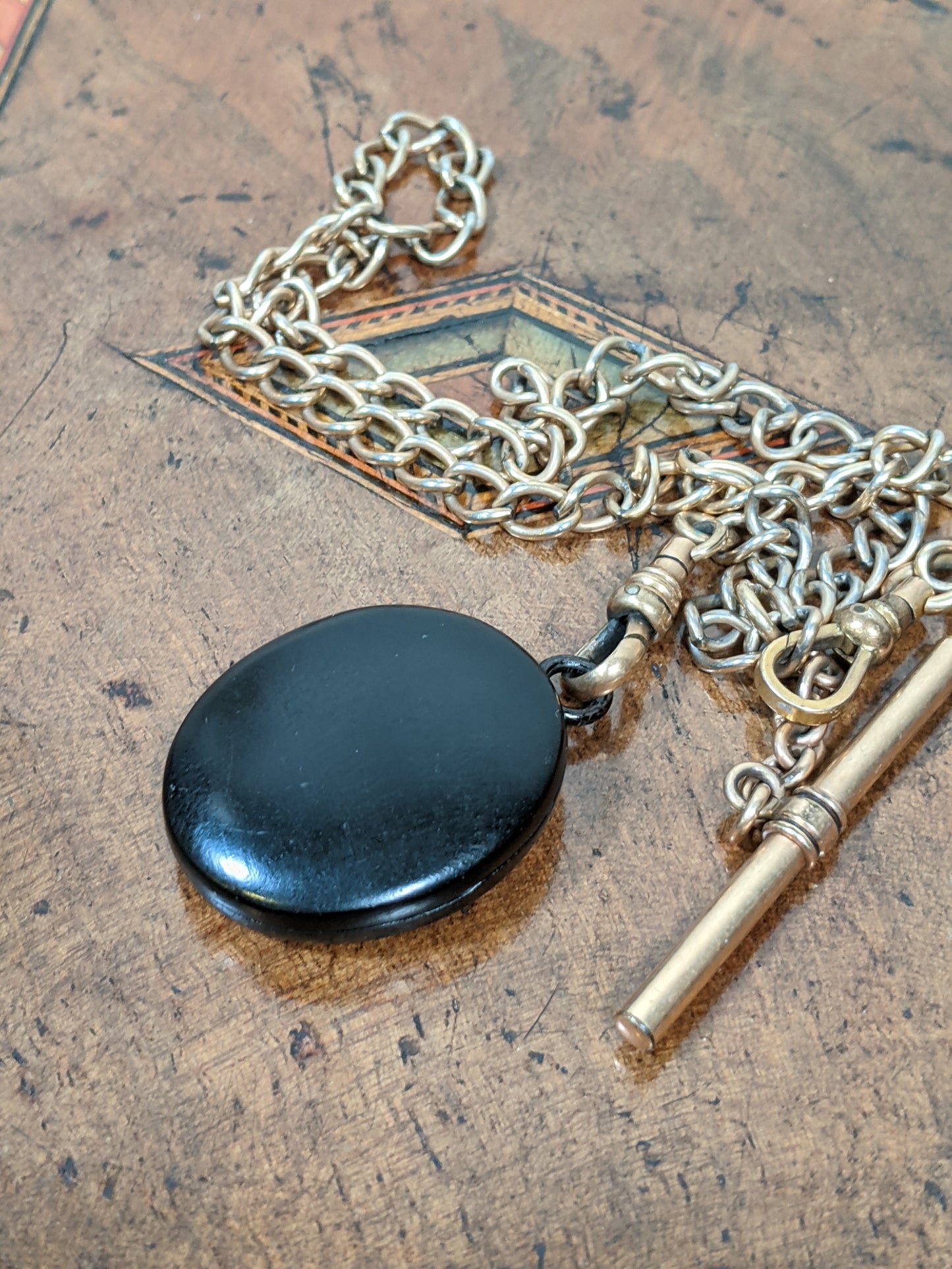 c. 1860s-80s Whitby Jet Locket on Chain