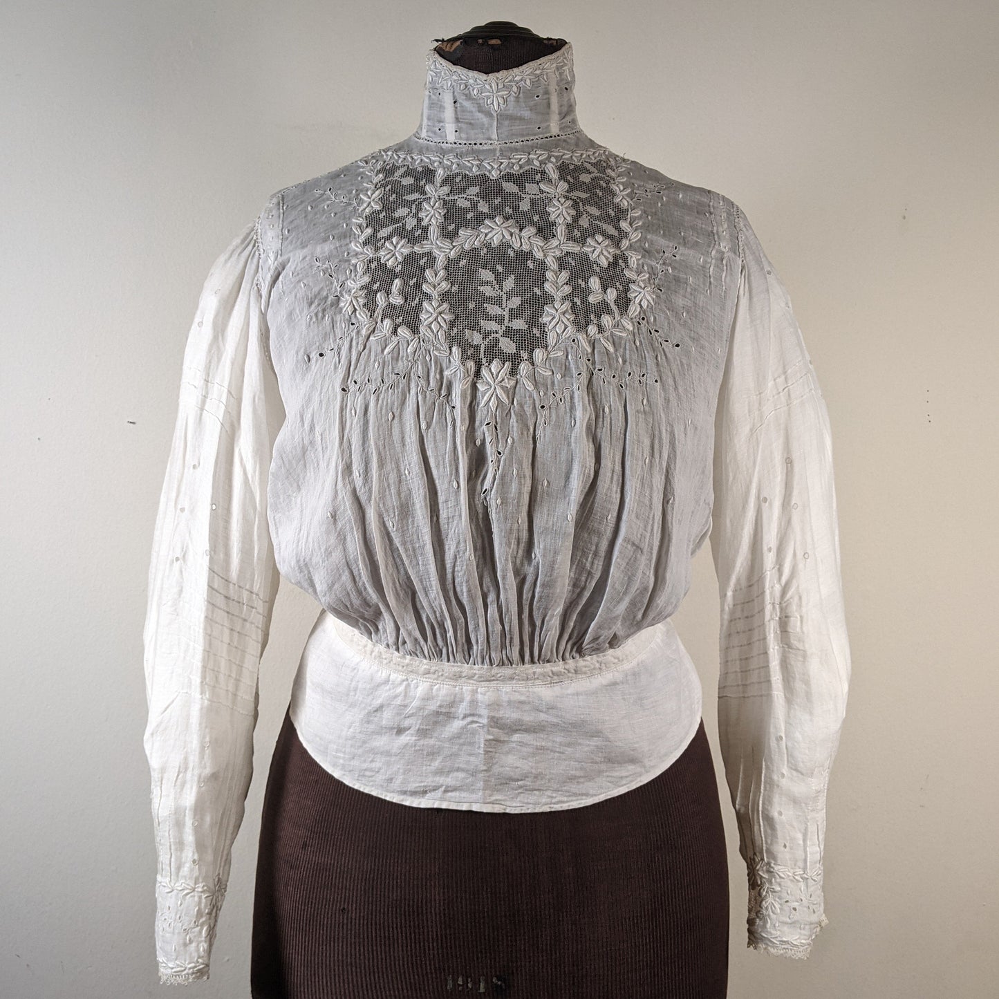1900s White Embroidered Shirt-Waist