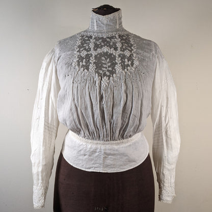 1900s White Embroidered Shirt-Waist