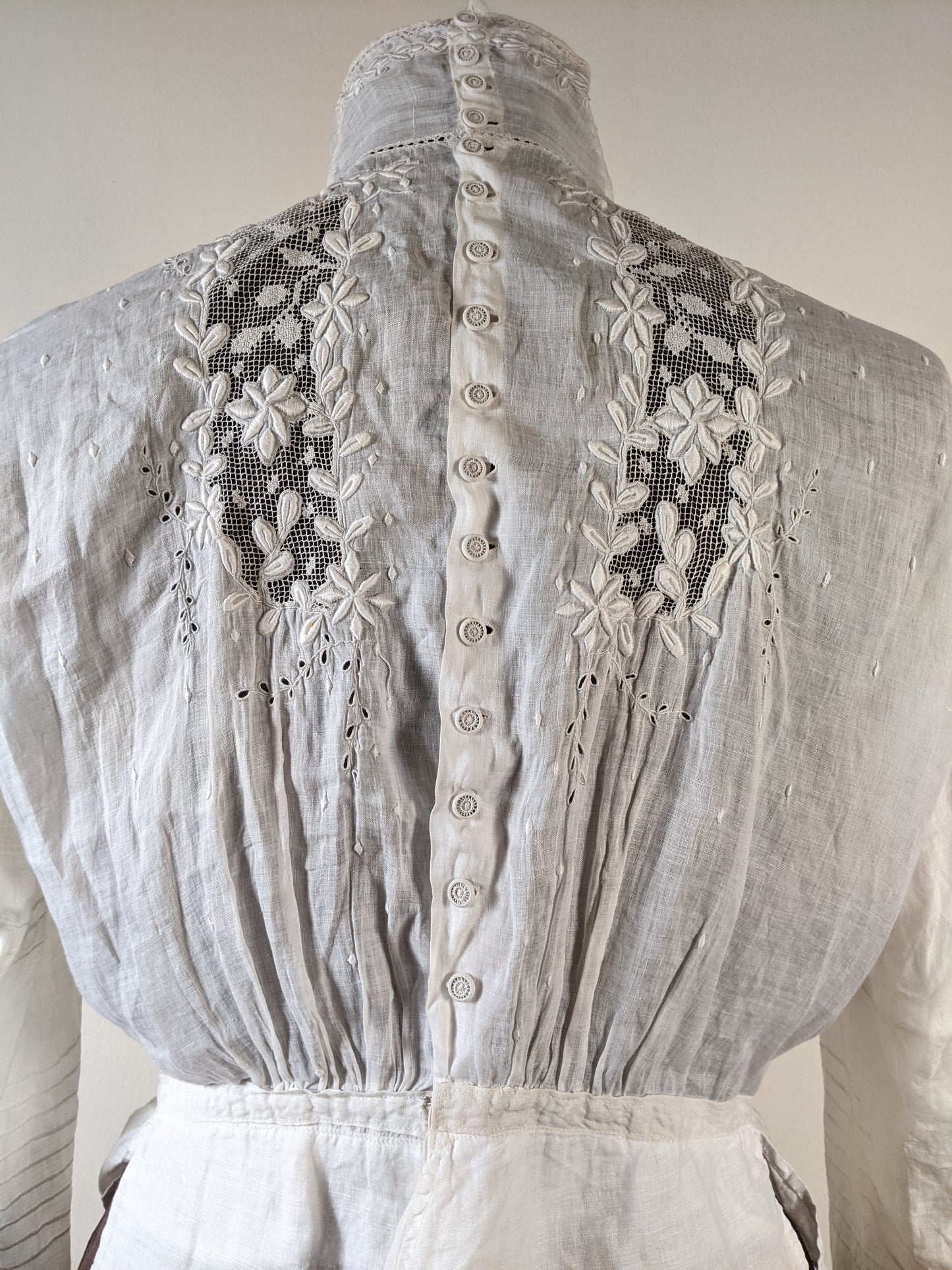 1900s White Embroidered Shirt-Waist