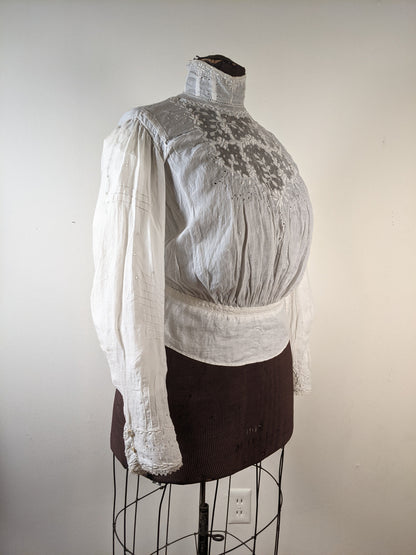 1900s White Embroidered Shirt-Waist