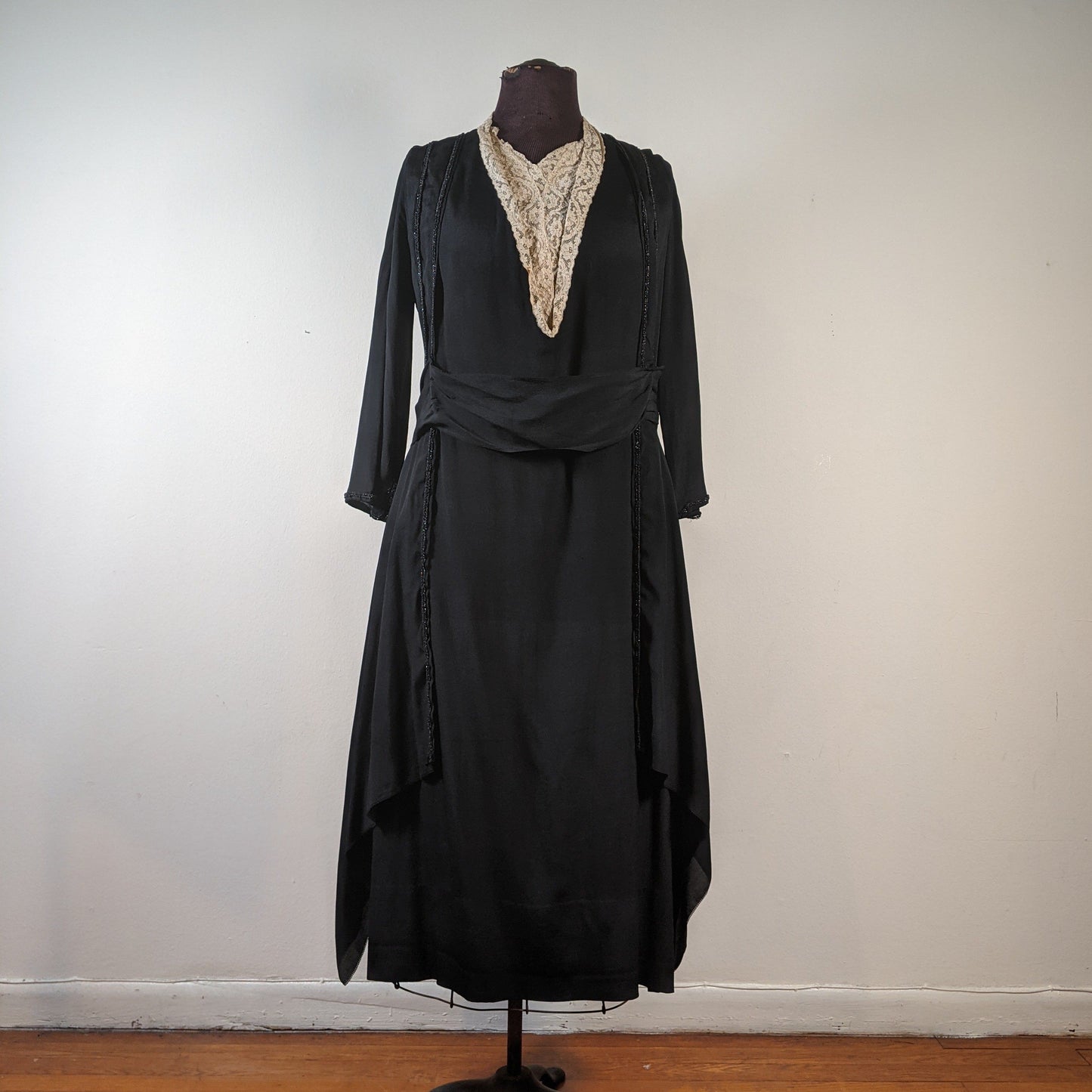c. 1919-1920 Black Silk Dress