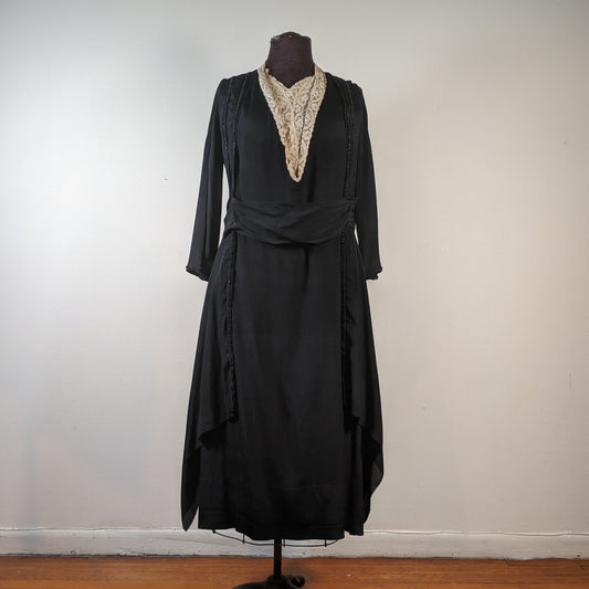 c. 1919-1920 Black Silk Dress